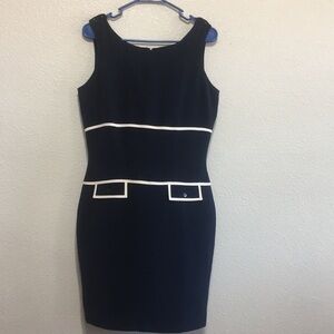 Pat Argenti Classic Navy & White Sheath Dress